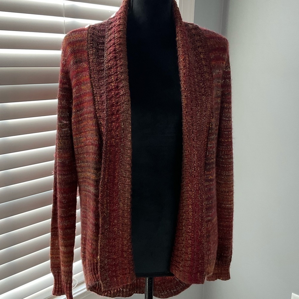 Ponsesa Open Front Cardigan in Rust Red size Medium - Picture 2 of 10